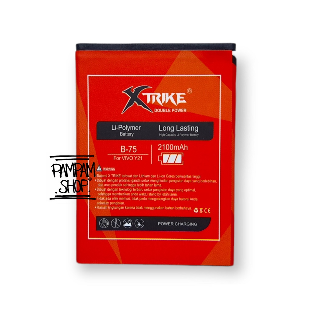 Baterai XTRIKE Double Power Original Vivo Y13 Y15 Y21 Y22 B-75 B75 Batre Batrai Battery Ori Dual