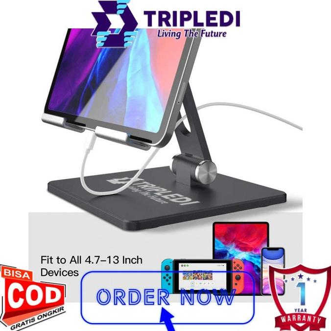 TRIPLEDI Holder Stand Aluminium Desktop POS Meja Kasir HP Tablet iPad