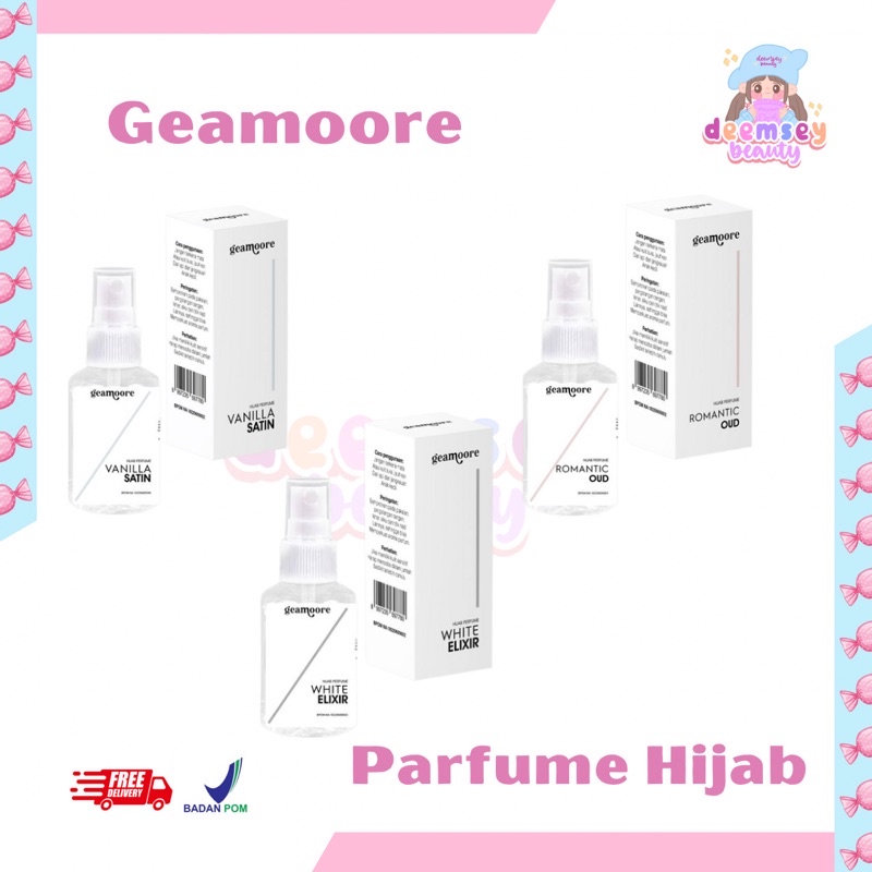HIJAB PERFUME GEAMOORE X HAIR PARFUM GEAMOORE BPOM Geamoore Hijab Parfume With Shimmer Spray 50ml pa