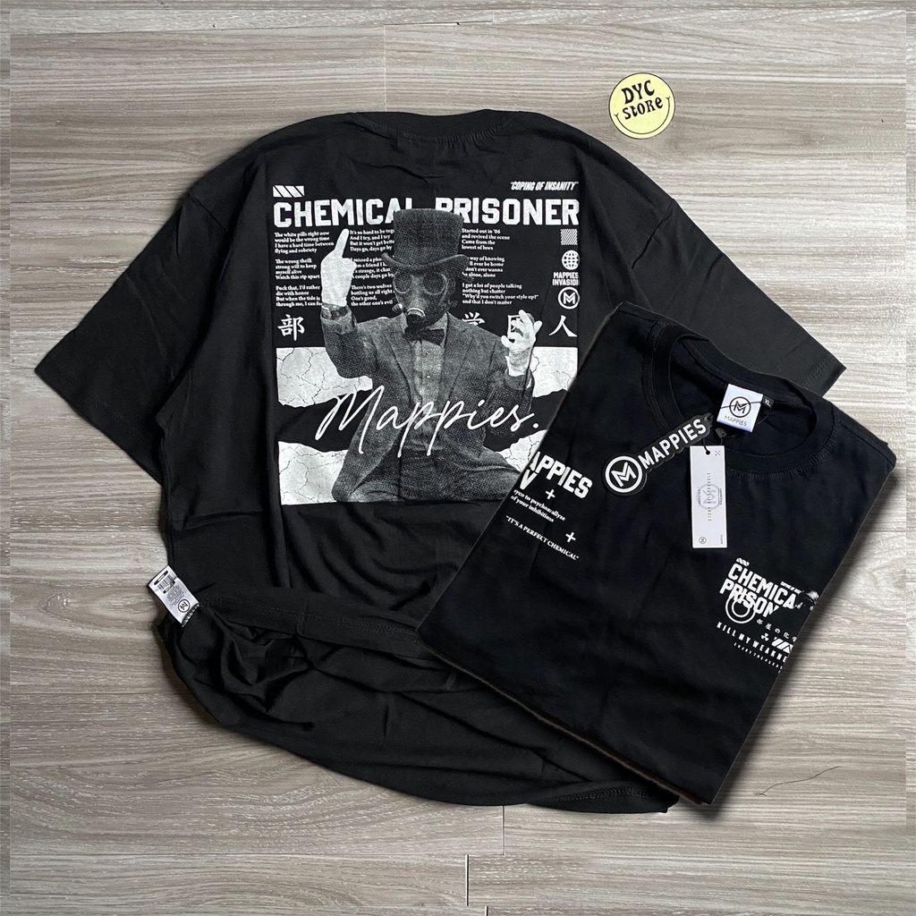 T-Shirt Kaos Distro Streetwear Original Mappies Spesial art chemical presinori From Bandung Kaos Oversize Hitam