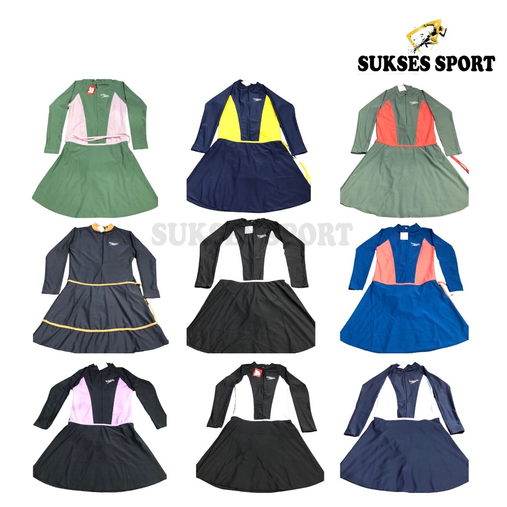 BAJU RENANG MUSLIM / MUSLIMAH DEWASA SPEEDO POLOS