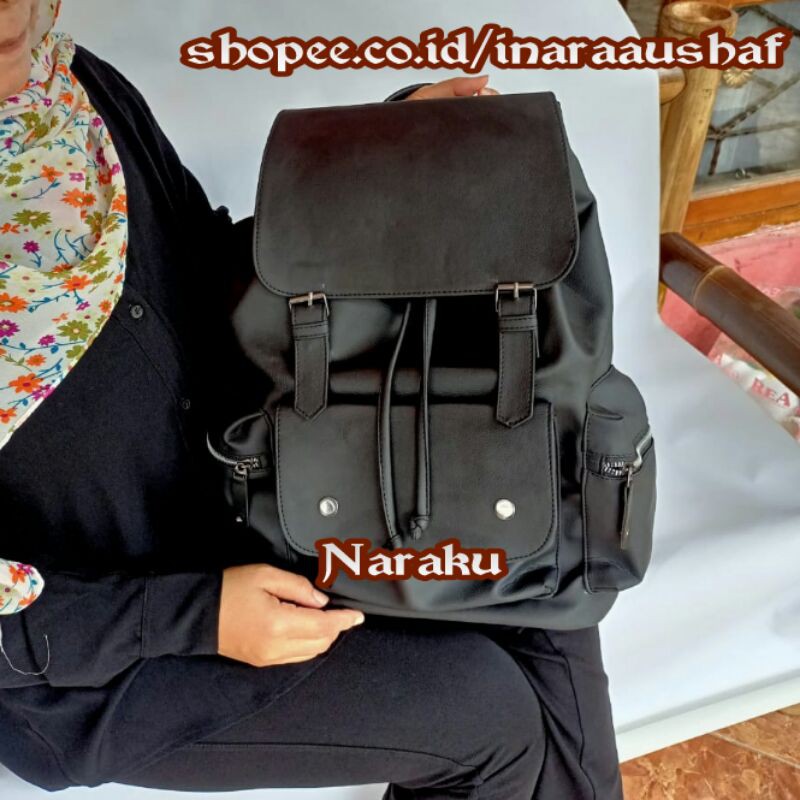 NARAKU Tas Ransel Wanita Kulit Kantor Kerja Sekolah Kuliah Outdoor Trendy Korea - RANSEL DESKA BAG