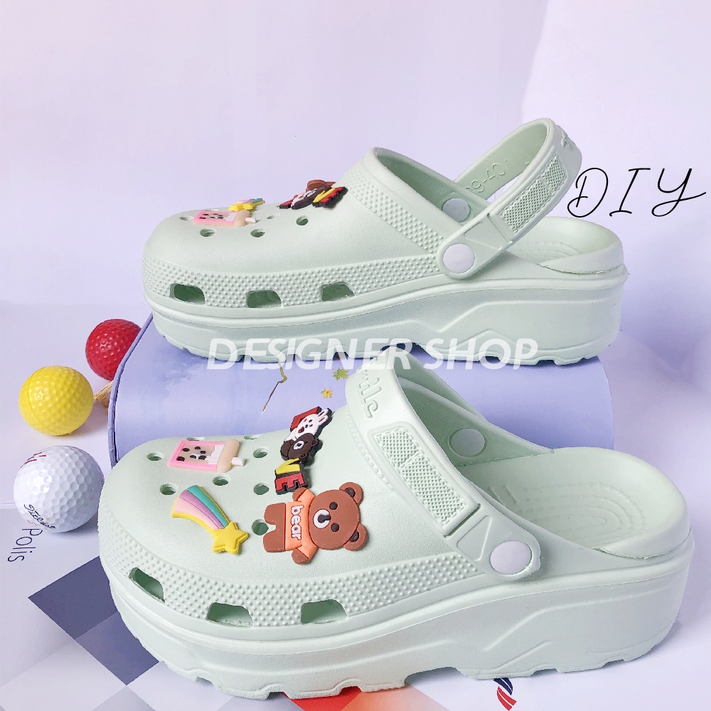 Sepatu Sandal Wanita Jelly Wedges Baim crocs Style