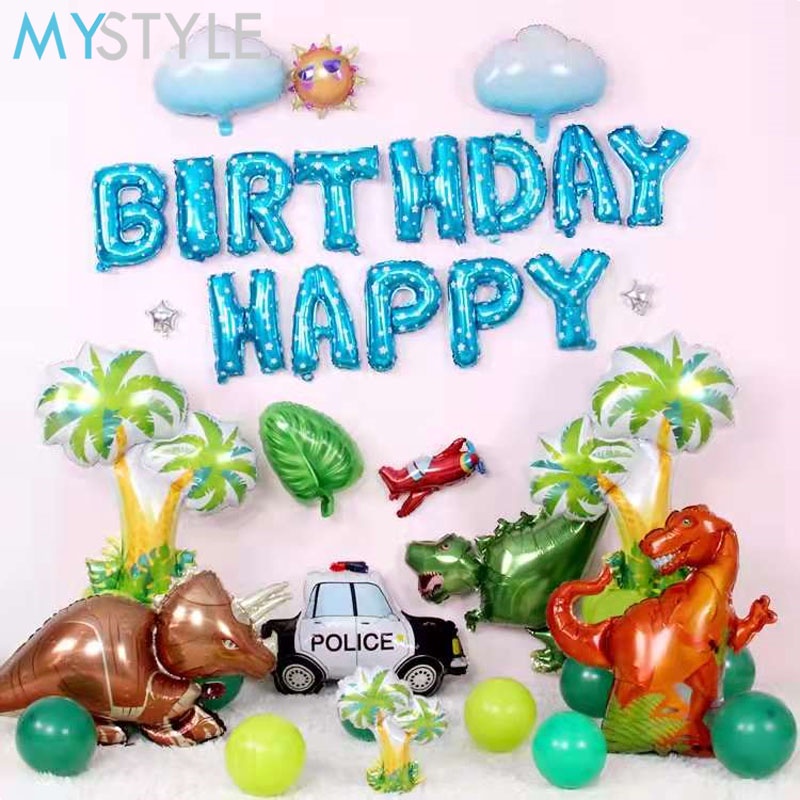 BALON FOIL TEMA DINOSAURUS BALON DINO JUMBO BALON HAPPY BIRTHDAY HBD DEKORASI ULANG TAHUN