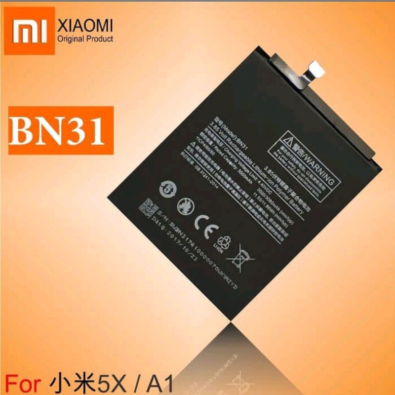 Batre Baterai Battery Xiaomi Redmi note 5A /S2 /Mi A1 /Mi 5X Double Power 5800 Mah &amp; BN31 ORIGINAL