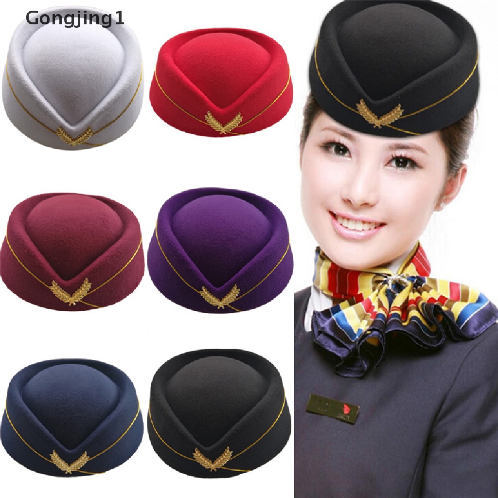 Gongjing1 Topi Pramugari Bahan Wol Untuk Wanita