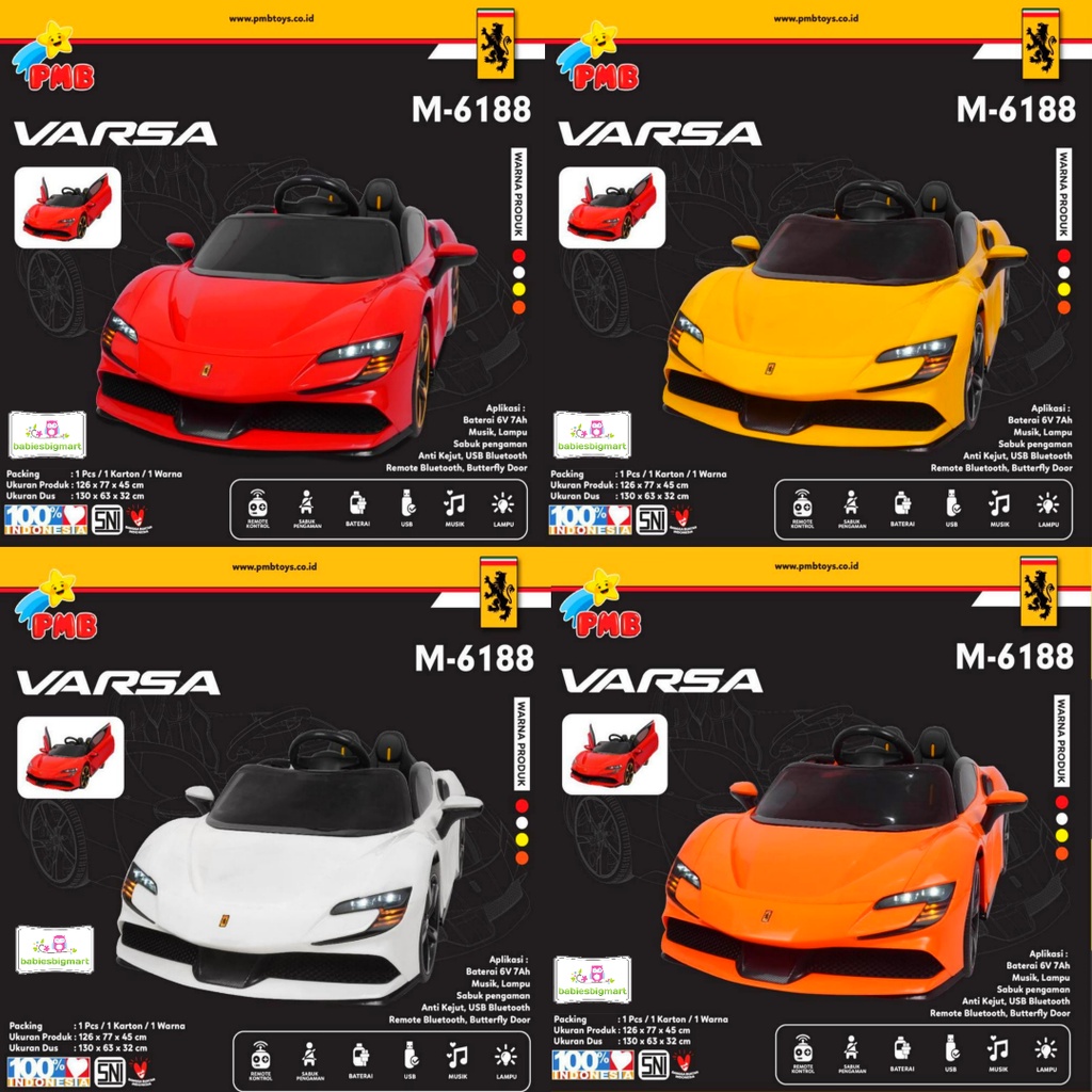 Mainan Mobil Aki Anak PMB M 6188 Ferrari Varsa SF90 Stradale M 6188