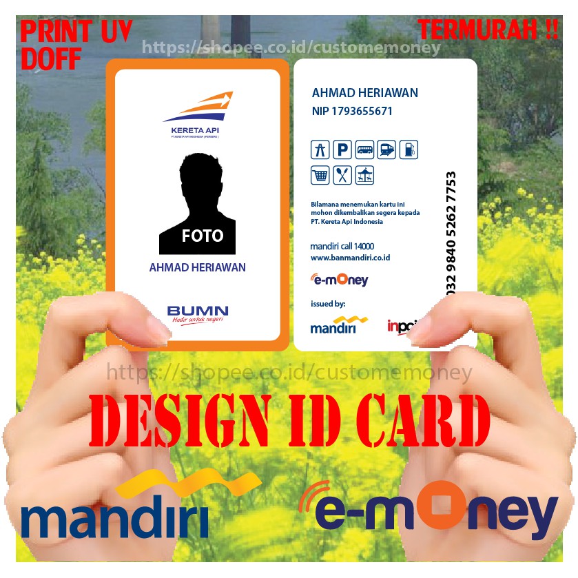 Emoney ID CARD KAI MANDIRI EMONEY BNI TAPCASH BRI BRIZZI Etoll E-money Card BUMN Termurah 2 SISI