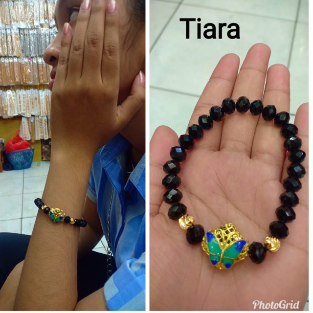 Gelang kristal tabung motif kupu