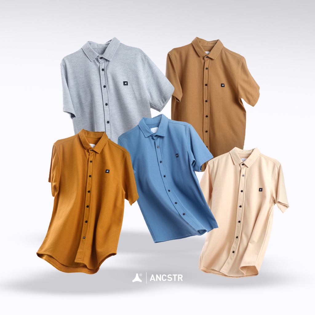 ANCSTR Kemeja Polos - Pique Pendek