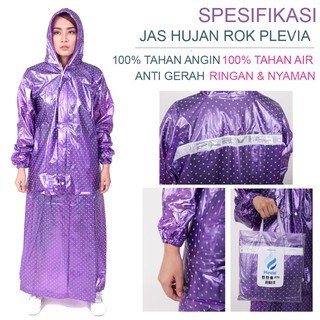 Jas Hujan Rok Polkadot Plevia POP 870 Stelan Perempuan Jaket Rok