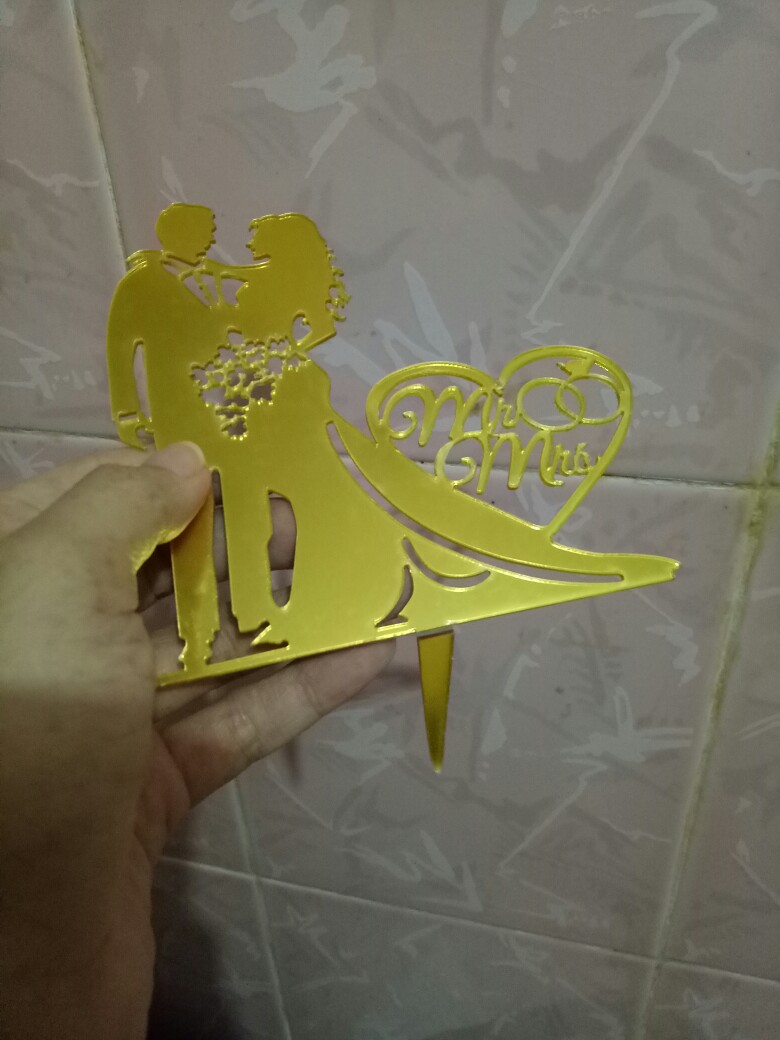 【cake Topper】topper Kue Desain Bride Groom Mr Mrs Bahan Akrilik Untuk Dekorasi Pesta Pernikahan