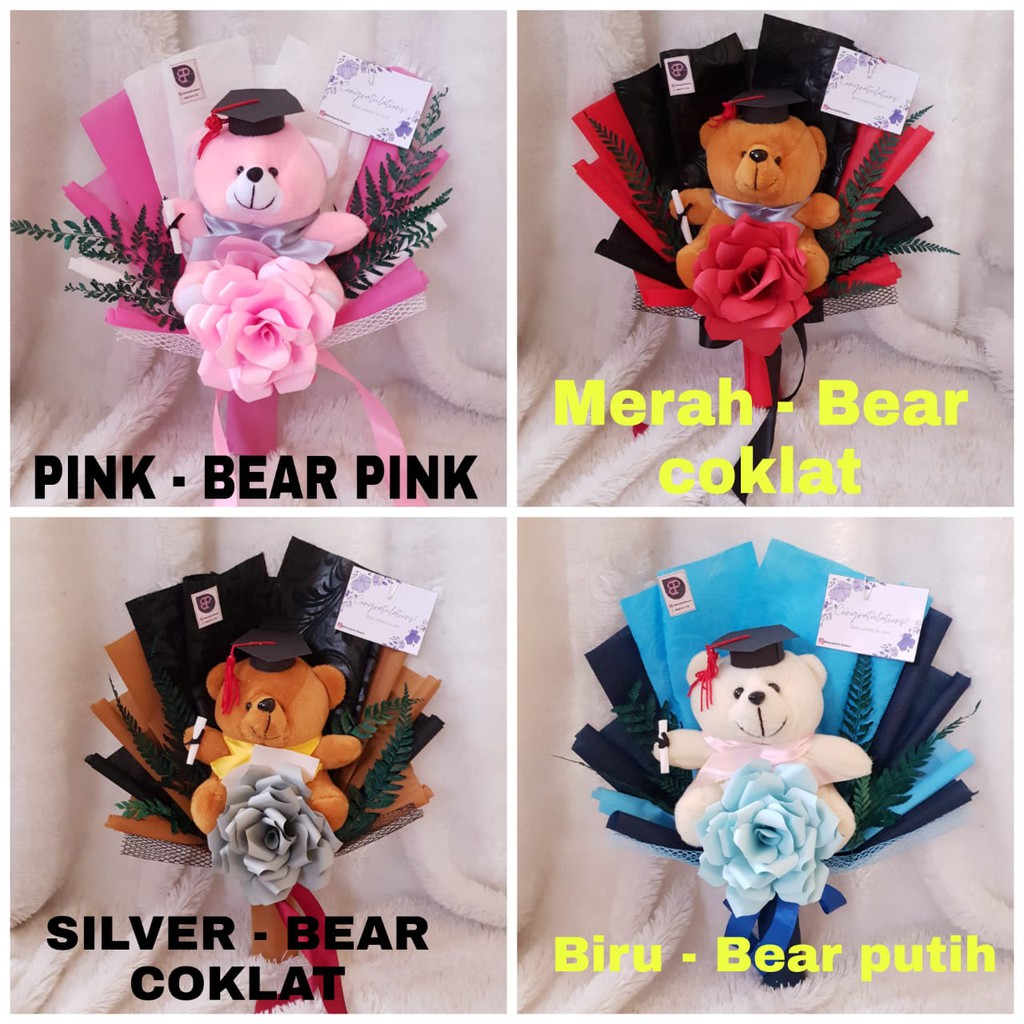 Buket bunga kertas dan boneka murah