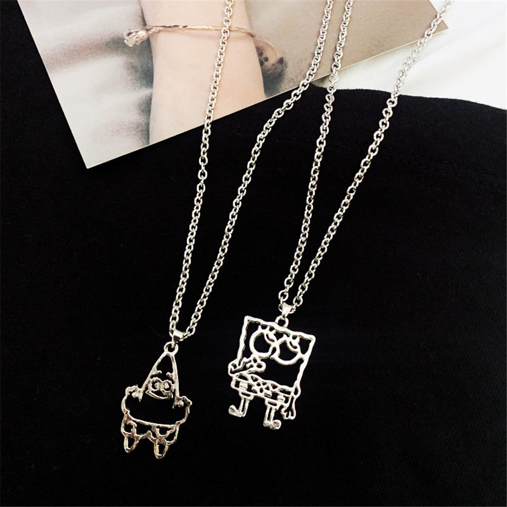 【COD Tangding】Kalung Liontin Kartun Spongebob SquarePants Hipster Gaya Korea Untuk Pria Dan Wanita