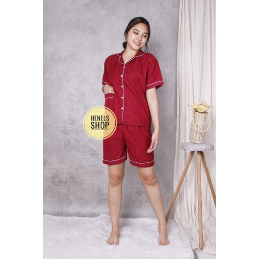 HENELS PIYAMA DEWASA | BAJU TIDUR DEWASA | BISA COD | PIYAMA WANITA | KATUN | PAKAIAN TIDUR | PIYAMA PENDEK | PIYAMA PANJANG | PIYAMA XL | BAJU TIDUR WANITA | PIYAMA BTS BT21-HP EMBOS MAROON