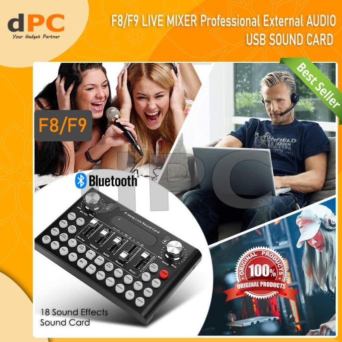 TERBAIK!!! LIVE MIXER F8 F9 Professional External AUDIO USB SOUND CARD Broadcast