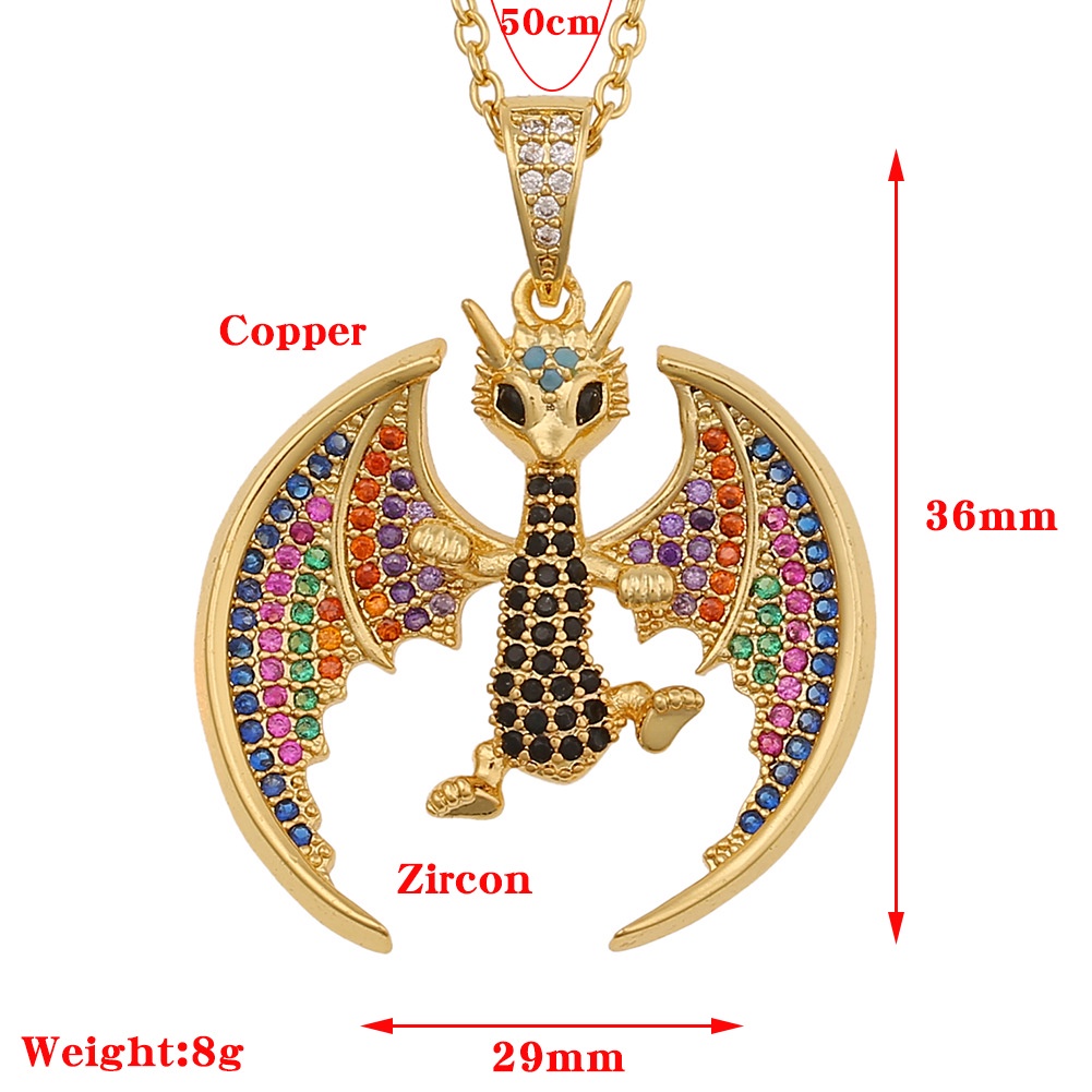 Ornamen tembaga warna Kweichow Moutai dinosaurus liontin dipersonalisasi hip hop kalung malam akseso