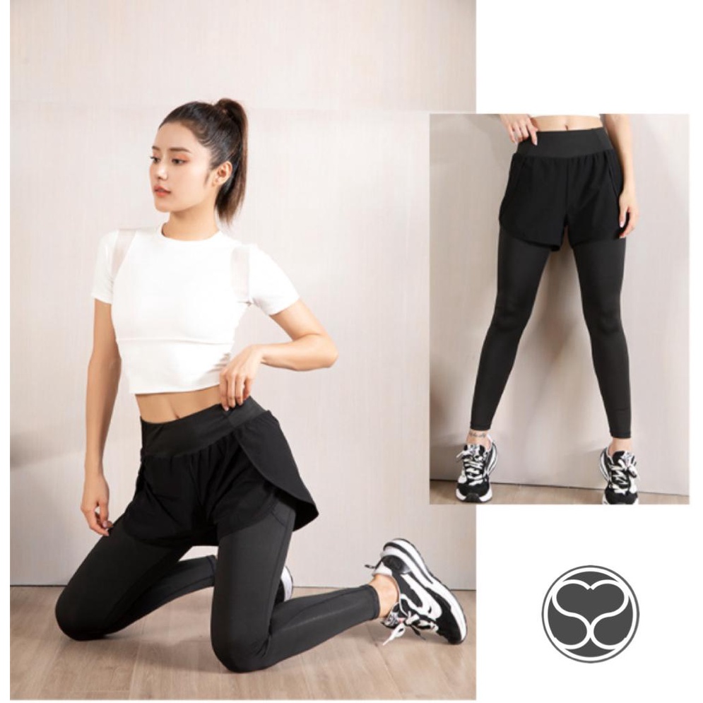 SecondShape - Megan 2in1 Celana Pendek &amp; Legging Olahraga Wanita Sport