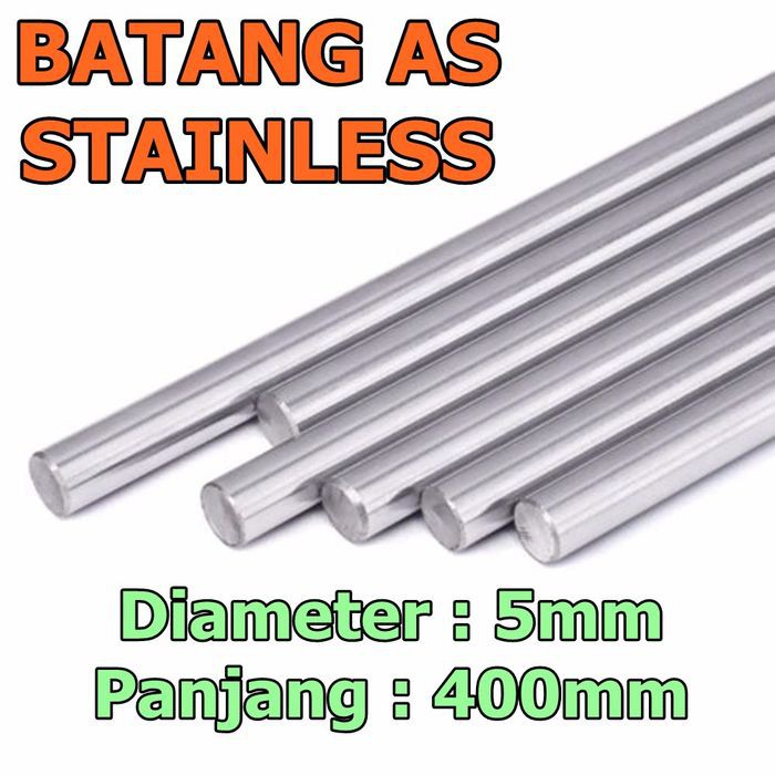 Batang AS STAINLESS SHAFT SMOOTH ROD HARD 5 mm x 400 mm SUS 304