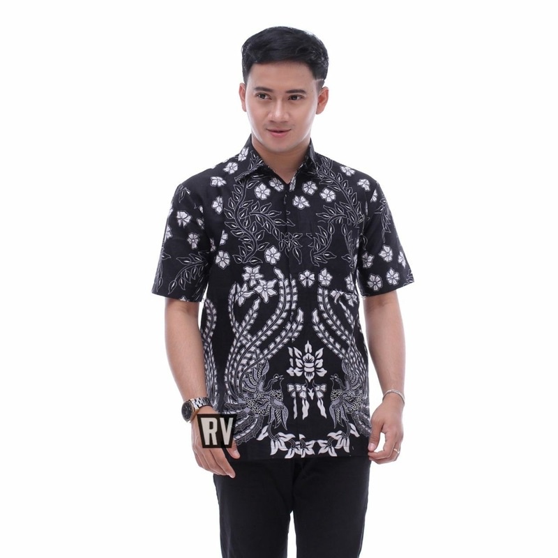 BSWART Batik HRB026 kenongo Hem Pendek anjani biru Pekalongan M L XL XXL Batik Pria MURAH Modern Grosir