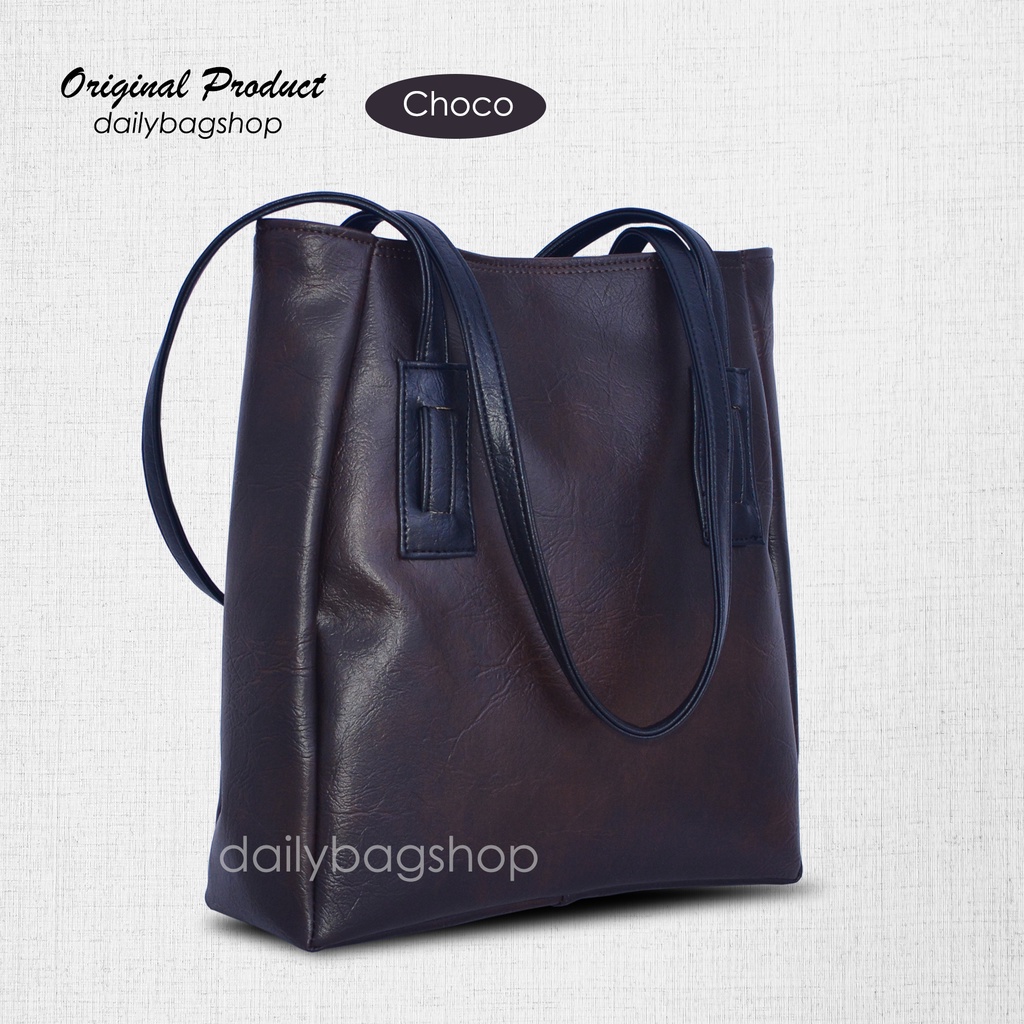 Tas Tote Bag Ootd Wanita Remaja Kekinian Kulit Sintetis Semi Glossy Daily Aika Untuk Kerja Kuliah Tas Bahu Shoulder Bag Lokal Import Terbaru