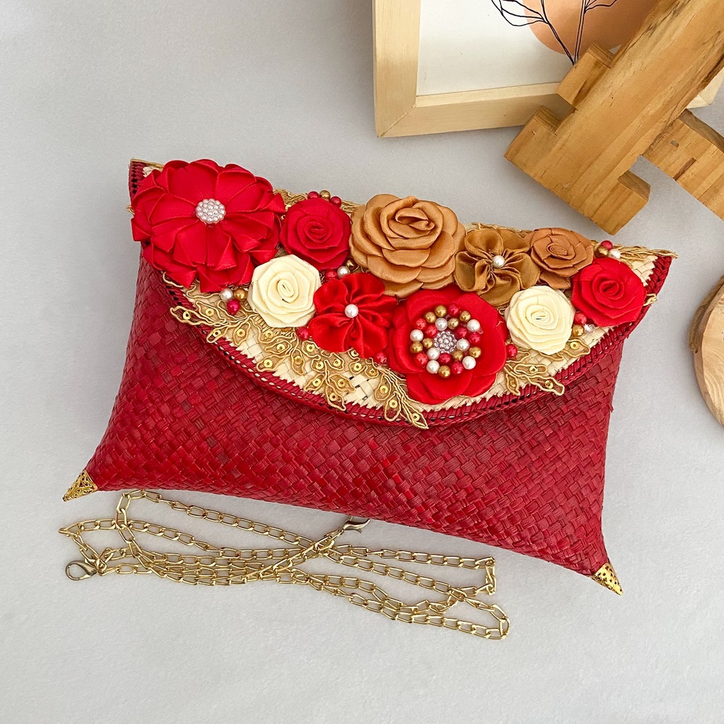 RJ CRAFT - Clutch Pesta Wanita Clutch Anyaman Pandan Clutch Hangout Clutch Murah Trendy