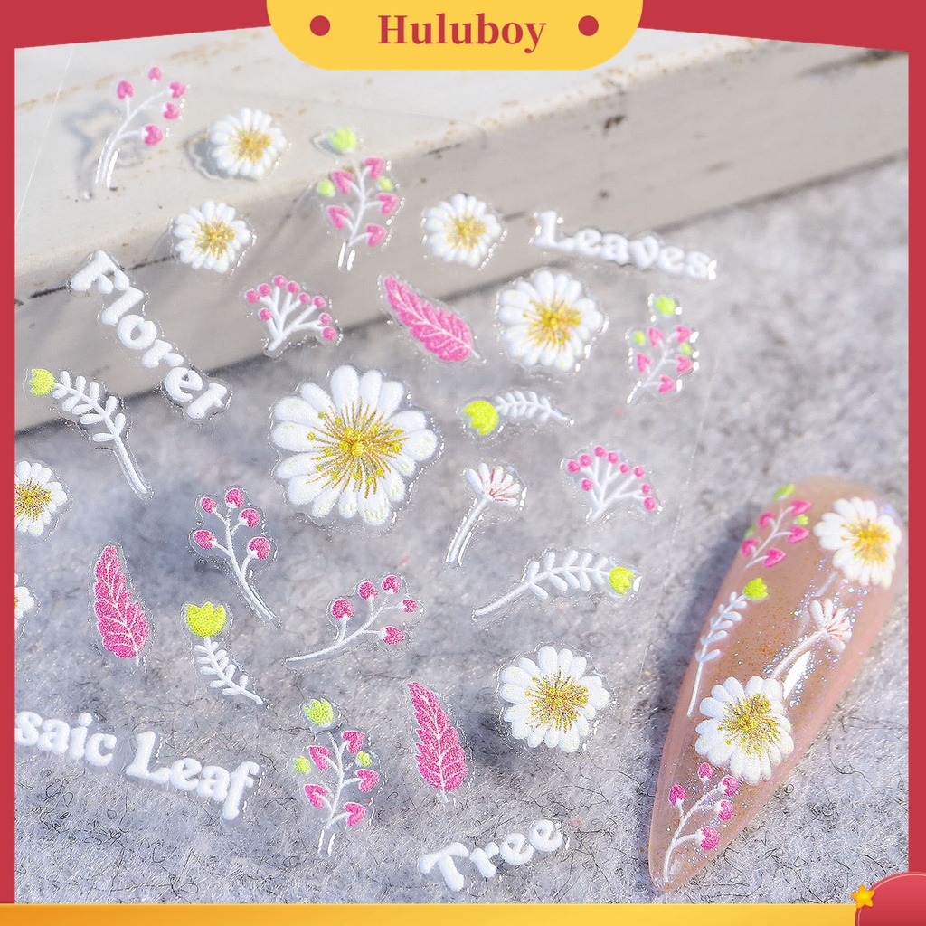 Huluboy Huluboy♡ 6 Pcs / Set Stiker Kuku Desain Ukiran Coklat Tahun Baru 5D Ultra Tipis Untuk Manicure