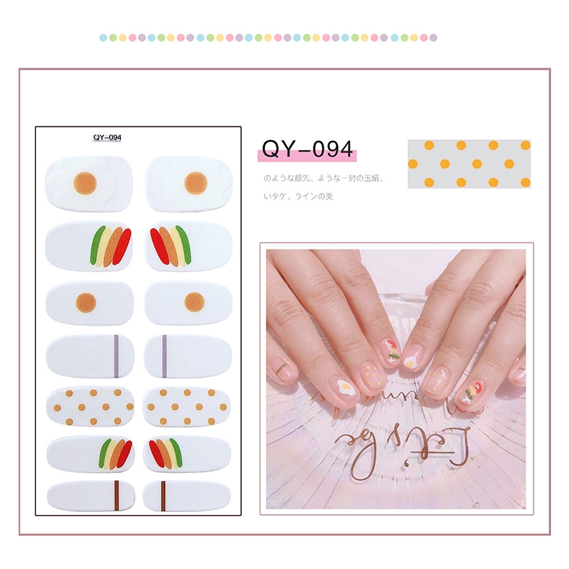 QY090-110 Pelekat Kuku Finger Cartoon DIY Nail Sticker Fashion 3D Nail Sticker False Nails Art 14Pcs/sheet