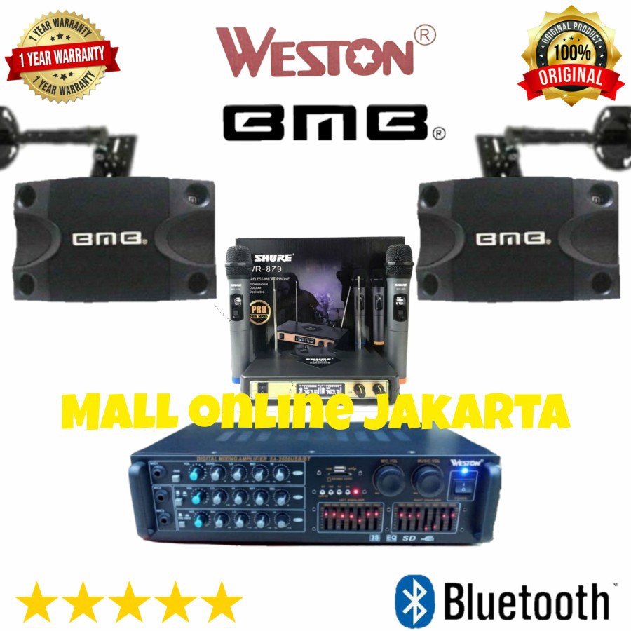 Paket sound system bluetooth bmb 10 inch Original karaoke weston mic