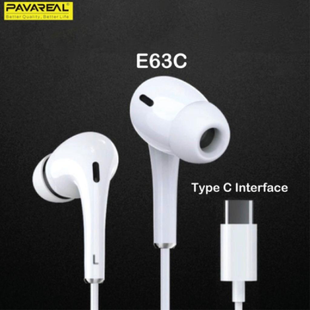 Pavareal Headset Handsfree Earphone PA-E63 Lightning Aux Type C Super Bass HiFi HD OCEANMART OCEAN MART Aksesoris Handphone HP Murah Grosir