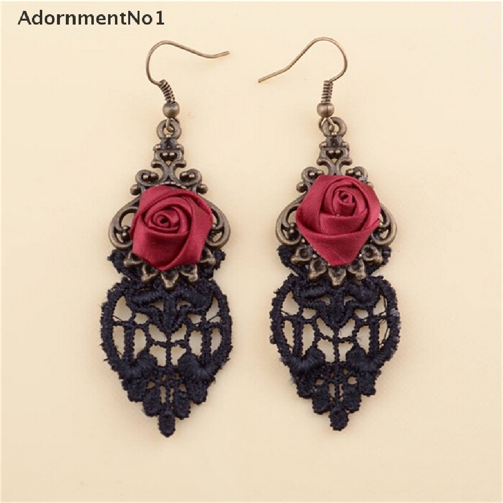 (AdornmentNo1) 1pc Anting Tusuk Gantung Desain Bunga Lace Gaya Gothic / Victoria / Retro / Vintage Untuk Wanita