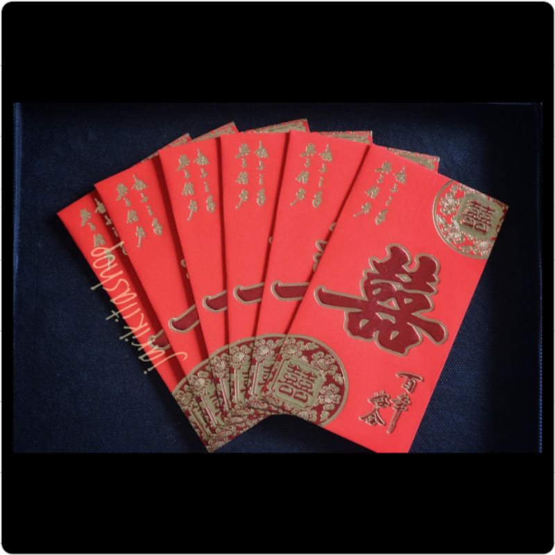 

AMPLOP ANGPAO MERAH EMAS CHINESE WEDDING SANGJIT DOUBLE HAPPINESS RED GOLD ANGPAU ANGPAW