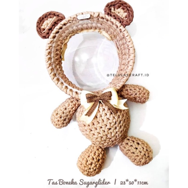 tas rajut Double akrilik doll sugarglider