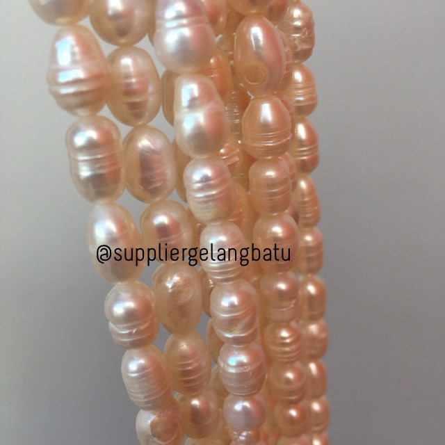 Bahan Aksesoris Mutiara Air Tawar Barok / Baroque 6 x 10mm oval pearl aksesoris craft gelang kalung