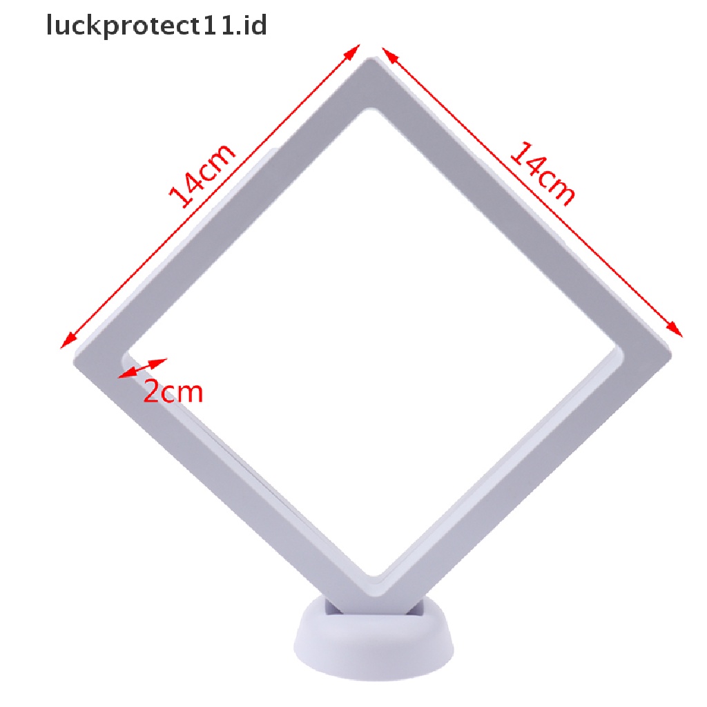 // Hg &amp; ID// Persegi 3D Melayang Perhiasan Koin Display Frame Holder Kotak Case w/Stand