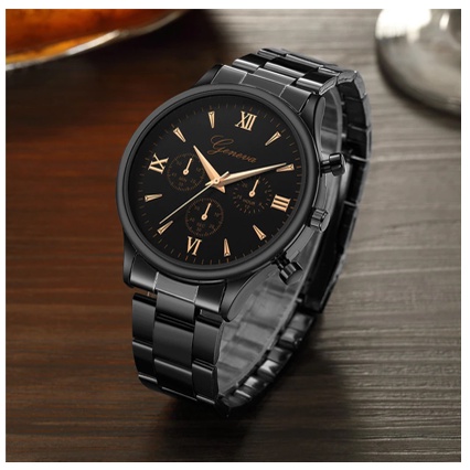 ✅COD Jam Tangan Pria Geneva Romawi Chrono Stainless