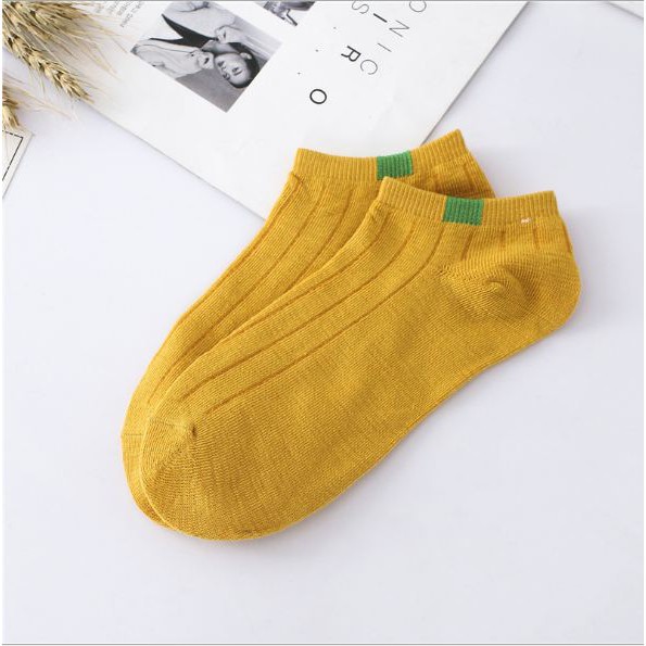 AS Kaos Kaki Polos 2 Warna Garis Pendek Semata Kaki Kaos Kaki Polos Fashion Ankle Cute Import-KUNING
