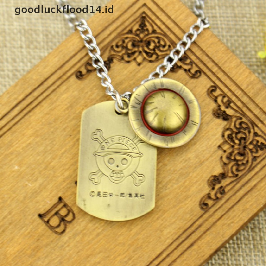 [OOID] 1pc Anime One Piece Necklace Luffy Straw Hat And Skull Logo Dog Tag Pendant ID