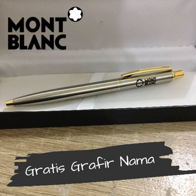 

Pulpen mewah Montblanc stainless gold exclusive gratis Grafir nama