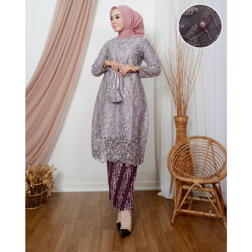 Kadai.baju / Kebaya tille mutiara / Kebaya brukat shanum / Kebay jumbo wanita / Tunik wisuda Size M L XL XXL