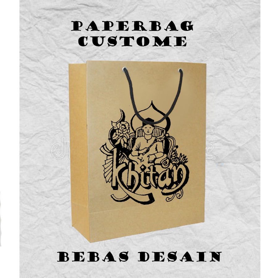 

(SABLON KHITAN/SUNAT) Paper Bag Coklat Kado Mini Custom 20x9x29 Cm Paperbag Kertas Coklat Khitanan / Paperbag Sunatan Sablon Bebas Desain / Paper Bag Custom Murah