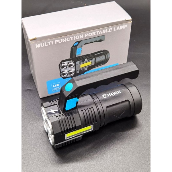 Senter Tangan 4*1w led + 10COB (25w+35w),merek Hose micro USB charging