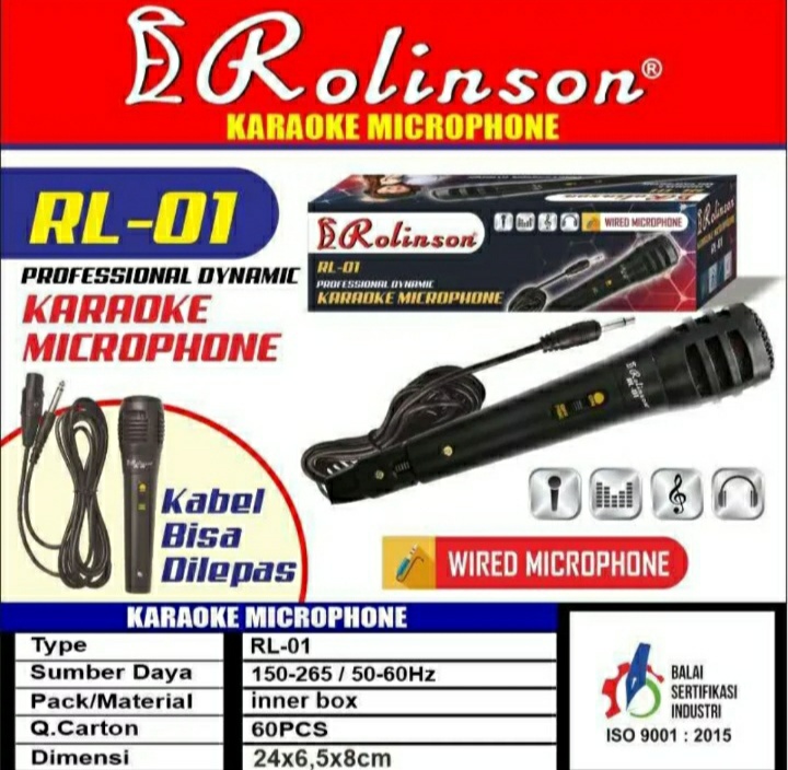 Mikrofon Karaoke Rolinson RL-01/RL 01 - Mic Microphone Karaoke Proffesional Dinamic