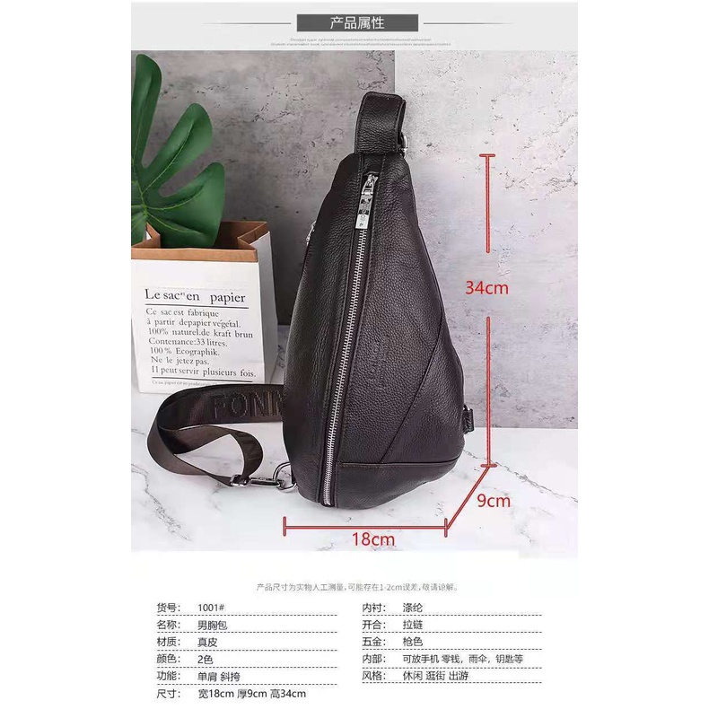 Fonmor Tas Selempang Pria Sling Bag Kulit Sapi Asli