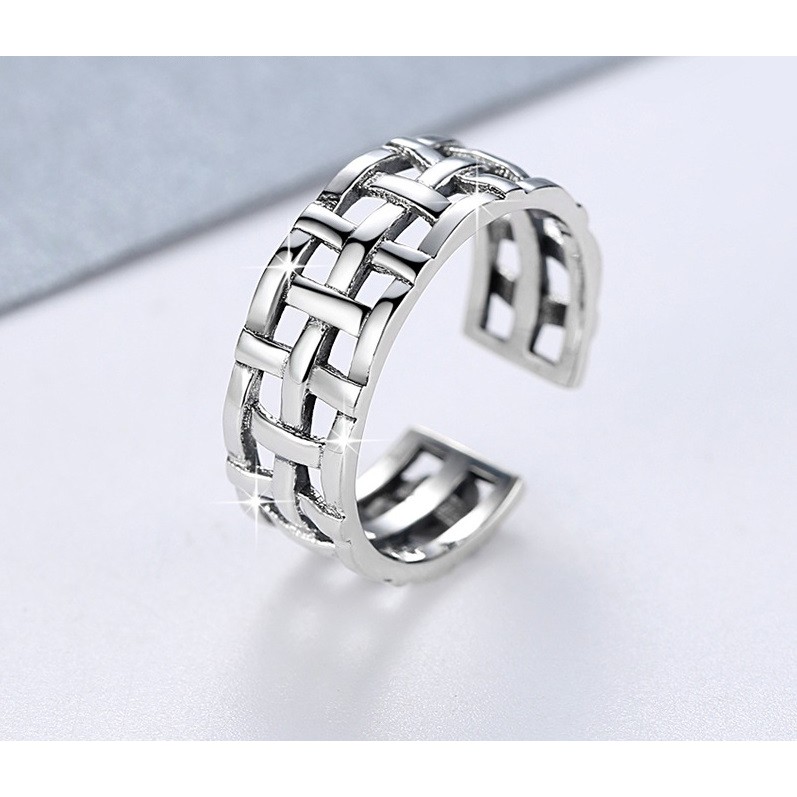 Cincin Perak Wanita Pria Couple Asli S 925 Lapis Rhodium Cocok Kawin Nikah tunangan hadiah RS030