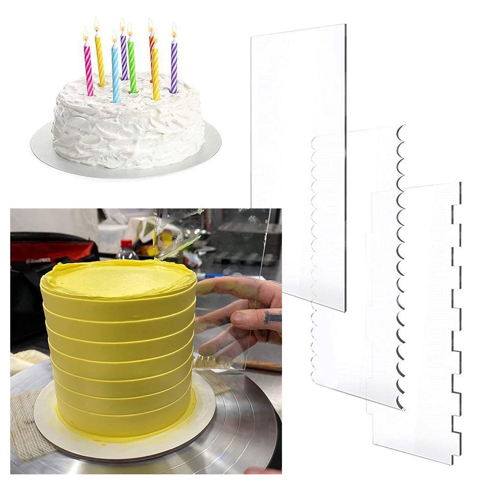 Populer 6pcs Scraper Kue Set Cetakan Kue Cake Trim Pastry Cutter Alat Penghalus Transparan Bening Akrilik