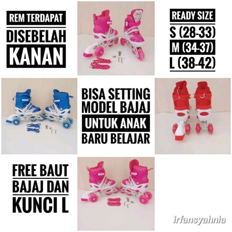 Sepatu Roda Anak dan Dewasa Power Inline Skate Model Bajaj dan Mobil Set deker dan Helm