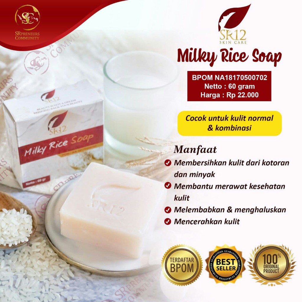 Sabun Susu Beras Original Pemutih Milky Rice Soap Sr12 Herbal Bpom Shopee Indonesia