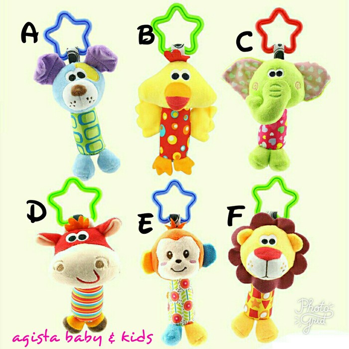 Mainan gantung untuk stroller bayi / mainan bayi rattle / boneka bunyi - A - Dog