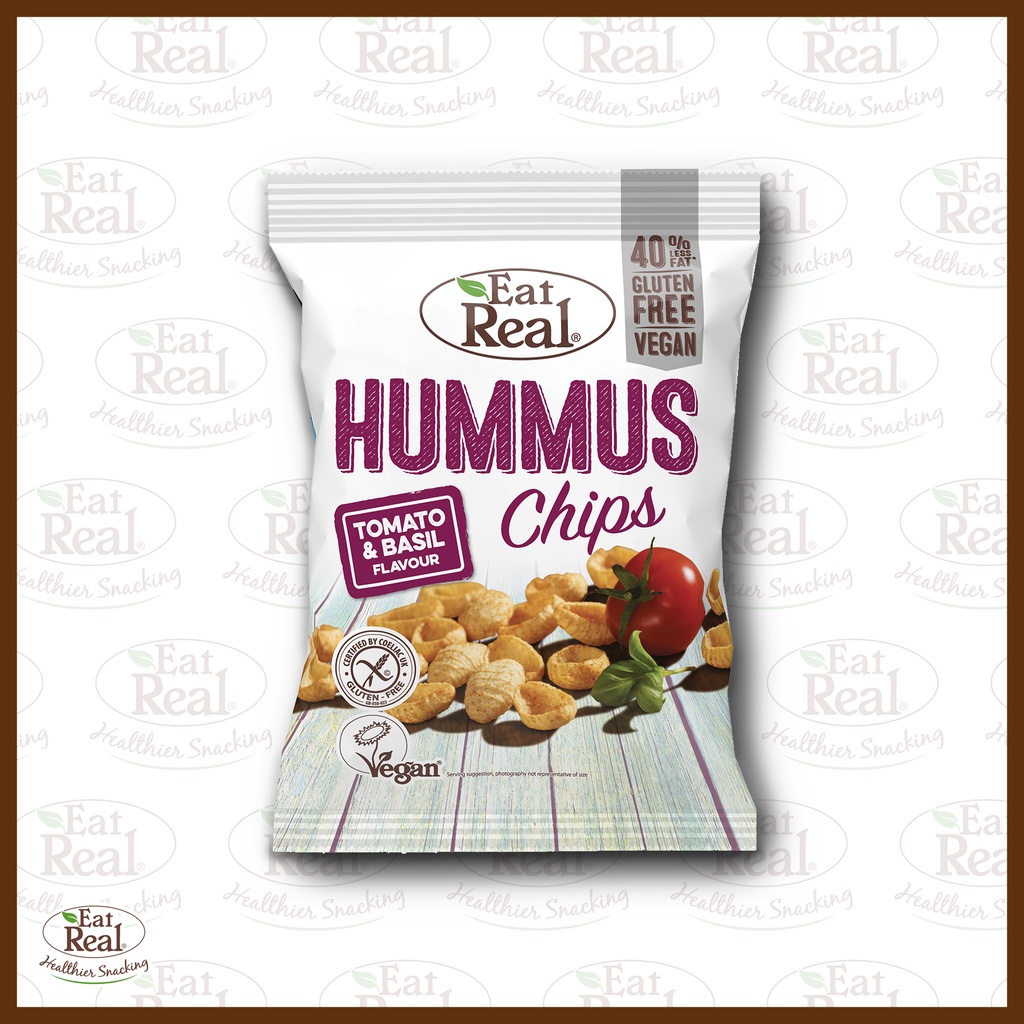 

Eat Real Hummus Chips | Tomato & Basil | Cemilan Sehat Keripik Vegan